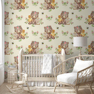 Papier Peint Bois Animaux Ours Bébé Bébé Bébé Fille Nourriture