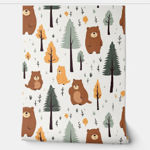 Papier Peint Bois Forêt Animaux Motif Baby Nursery Room