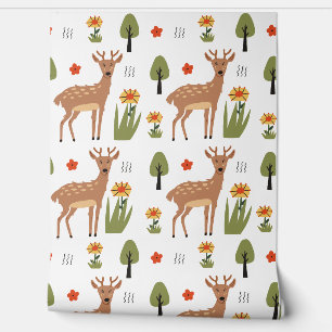 Papier Peint Bois Forêt Animaux Motif Baby Nursery Room