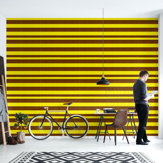 Papier Peint Bois jaune et marron (Salon)