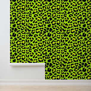 Papier Peint Bold Bright Green 1980 Punk Empreinte de léopard
