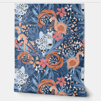 Papier Peint Bold Cheetah et Flamant rose Tropical