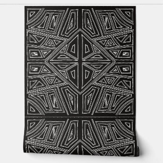 Papier Peint Bold Lines - Symmetrical Tile - Black And White