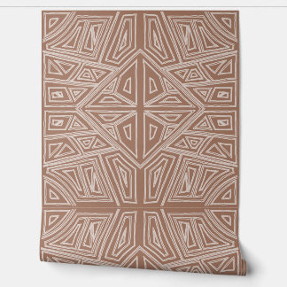 Papier Peint Bold Lines - Symmetrical Tile - Mocha and Beige