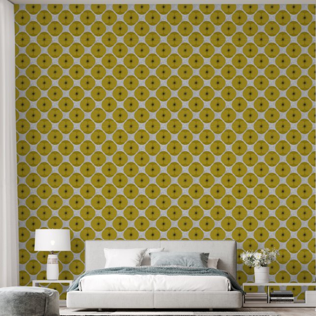 Papier Peint Bold Minimalist Poppy Textured Floral Yellow (Chambre à coucher)