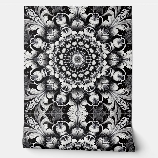 Papier Peint Bonheur en noir et blanc (Déroulement)