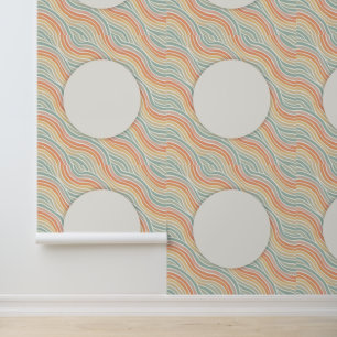Papier Peint Bordure circulaire géométrique moderne Pastel Wave