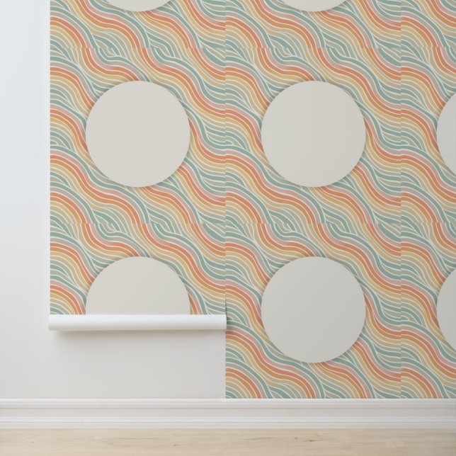 Papier Peint Bordure circulaire géométrique moderne Pastel Wave (Application)