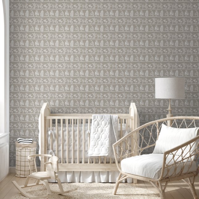 Papier Peint Botanic Serenade Silhouette botanique moderne Taup (Enfants)