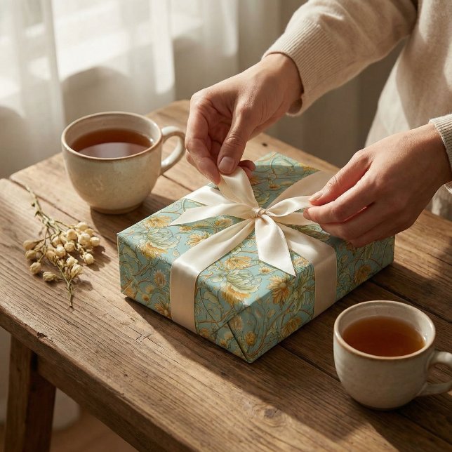 Papier peint Botanique Art Nouveau - Mint Green (Créateur téléchargé)