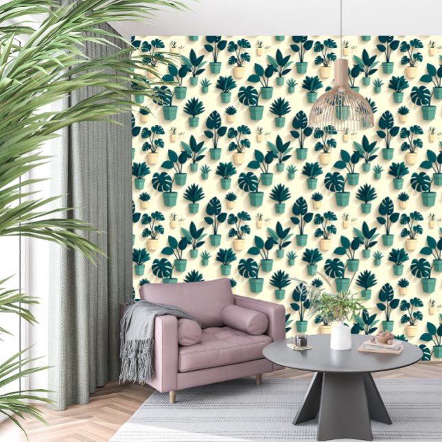 Papier peint botanique tropical pour chambres d'in (Experience a luxury urban oasis where tropical style, modern comfort, and memorable stays unite. 🌿)