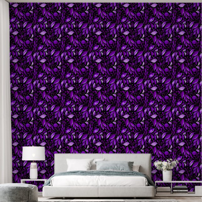 Papier Peint Botanique violette couleur violette violet-violet (Chambre à coucher)