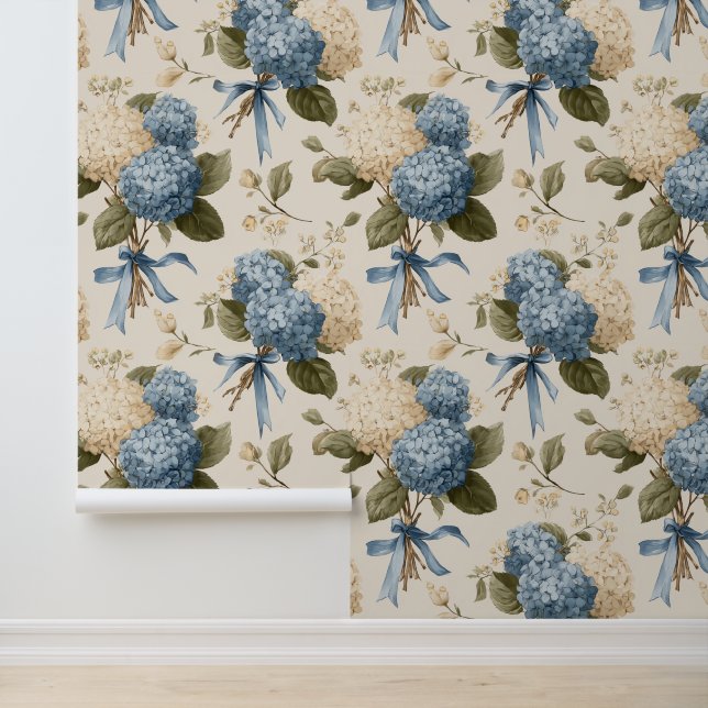Papier Peint Bouquet de Hortensias Vintage (Application)