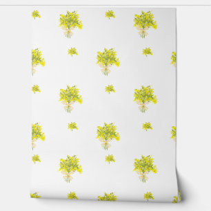 Papier peint bouquet floral jaune