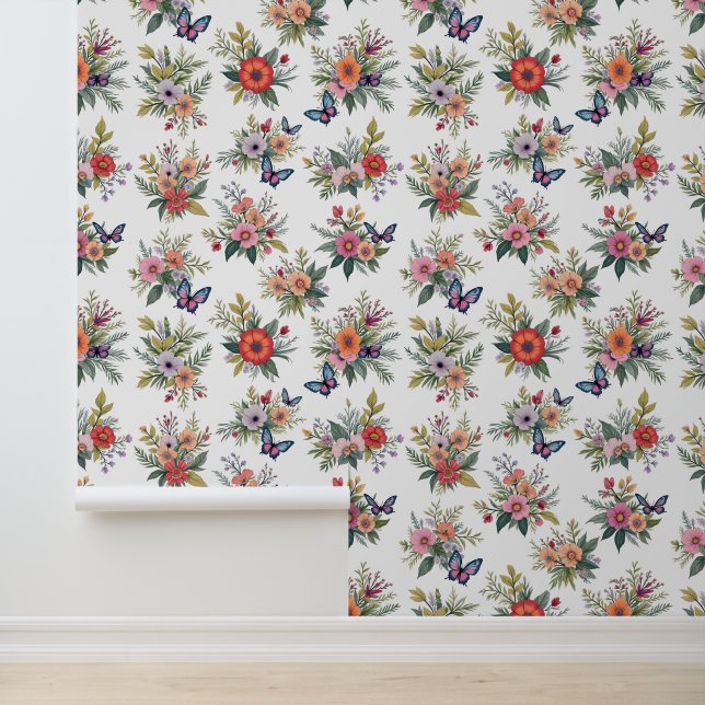 Papier Peint Bouquets et papillons (Application)