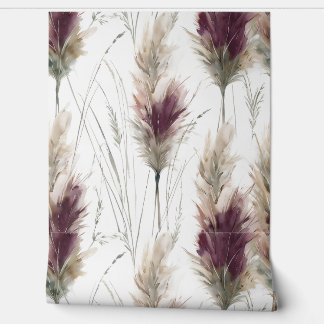 Papier Peint Bourgogne Aquarelle Herbes Doux Floconneux