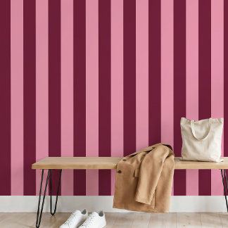 Papier Peint Bourgogne Rose Grand Motif Rayé Gras Rouge Cerise