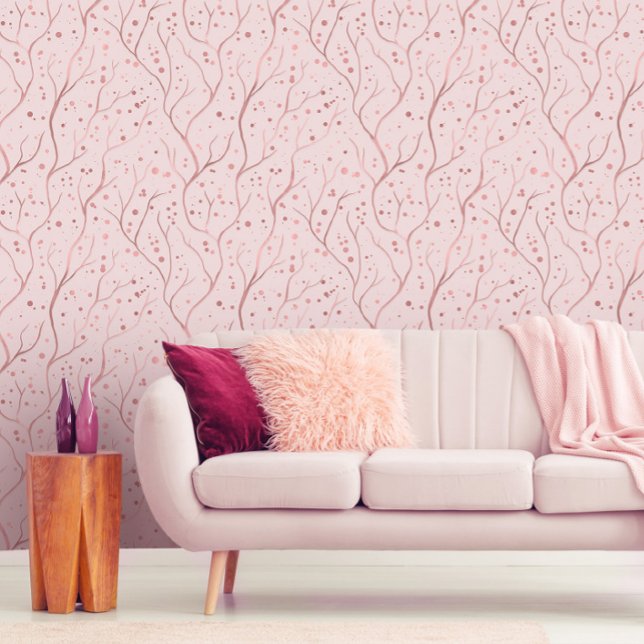 Papier Peint Branches rose Gold Tree - personnaliser arrière -  (Créateur téléchargé)