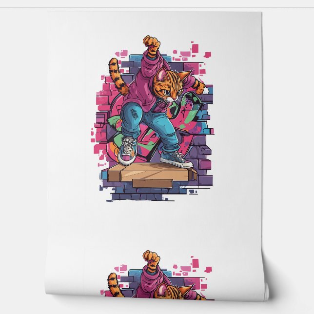Papier Peint Breakdance Meow � Danse de chat graffiti urbain (Déroulement)