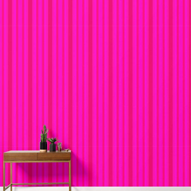 Papier peint brillant, gras rose chaud et rouge (Couloir)