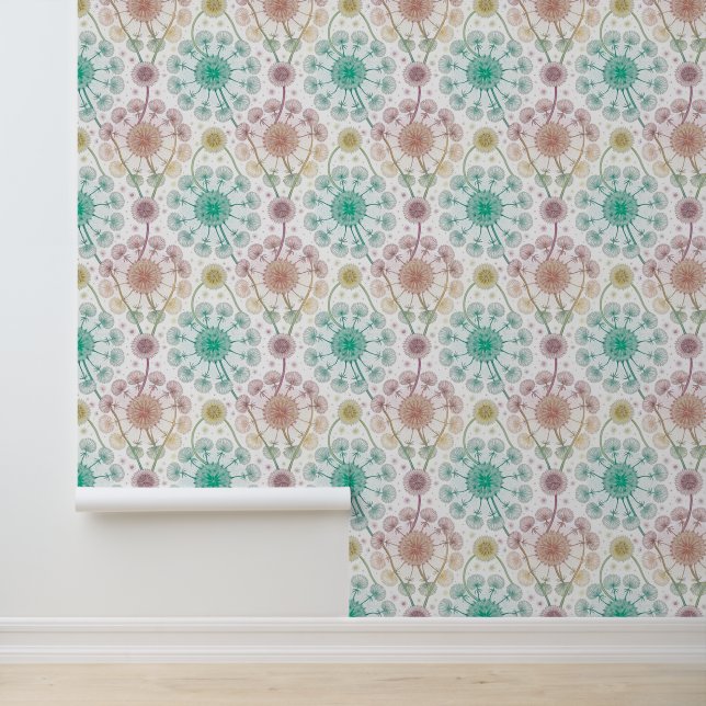 Papier Peint Brise de Dandelion Whimsical - Pastel Botanique (Application)