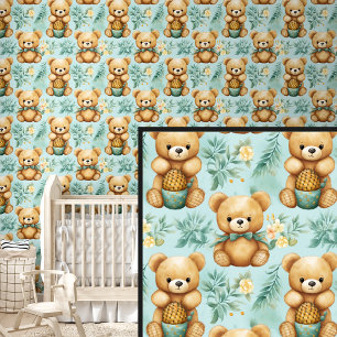 Papier Peint Brown amis de l'ours en peluche avec Plantes verts