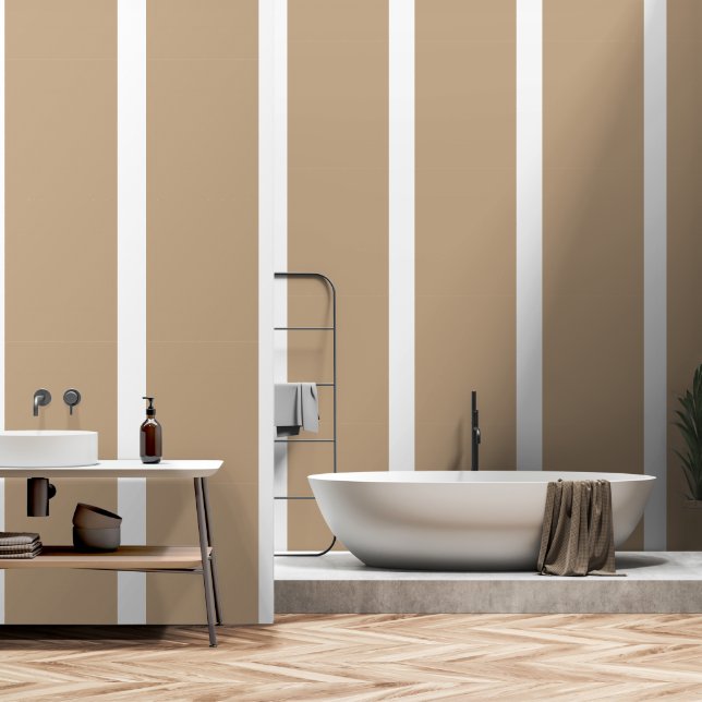 Papier Peint Brown clair + bande blanche (Salle de bain)