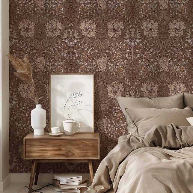 Papier Peint Brown classique & beige William Morris Honeysuckle (Créateur téléchargé)