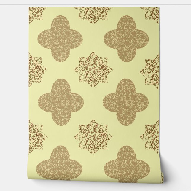 Papier Peint Brown Floral Arabesque Wallpaper (Déroulement)