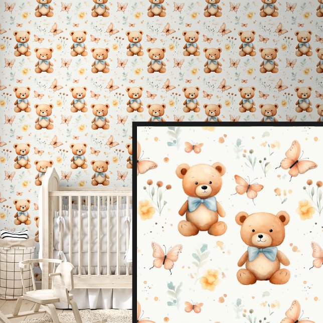 Papier Peint Brown Teddy Bear Amis & Papillons (Créateur téléchargé)