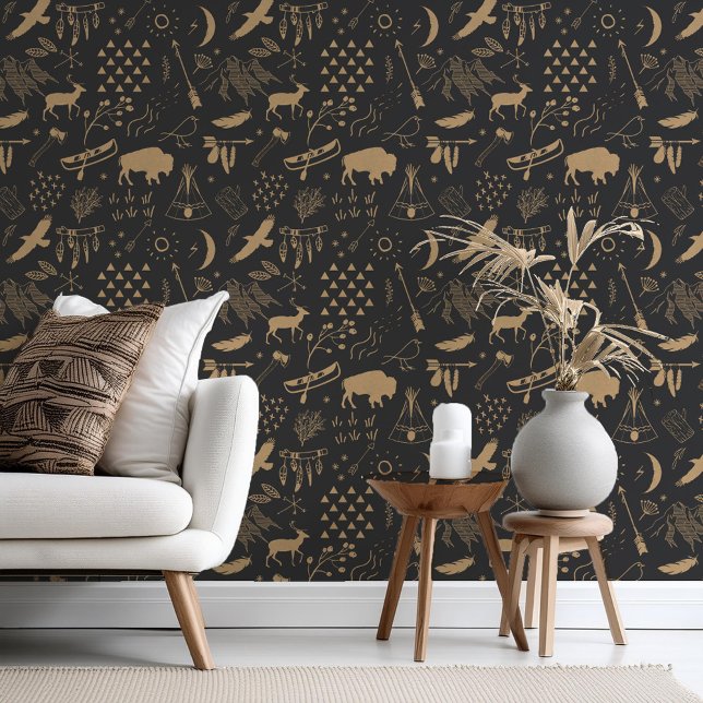 Papier Peint Buffalo Adventures Tan sur N'importe quel Arrière  (Créateur téléchargé)