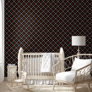 Papier Peint Buffle noir et blanc En vichy Motifs de grille pré