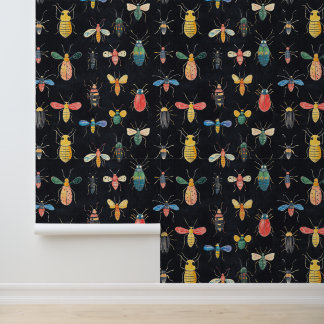 Papier Peint Bugs & Bees Colorée Insect Collection Motif