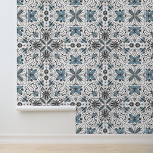 Papier Peint Bugs, noir et bleu