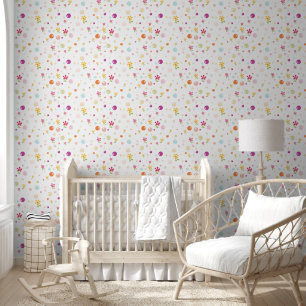 Papier Peint Bulles et fleurs colorées