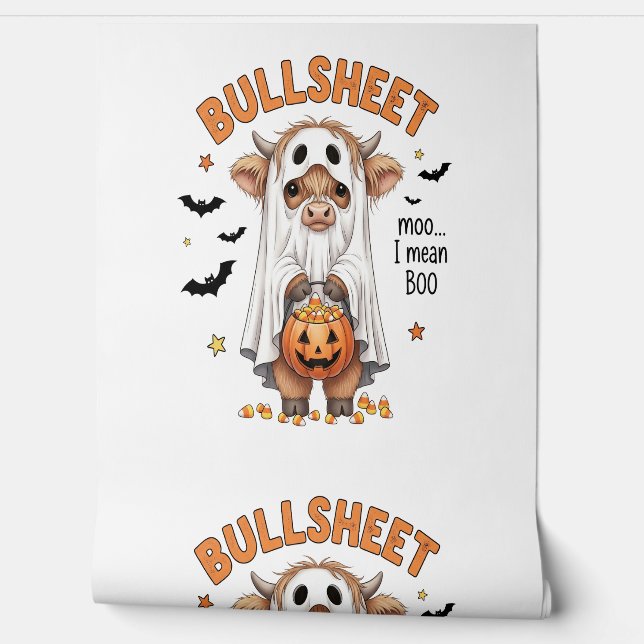 Papier Peint Bullsheet Highland Cow Funny Ghost (Déroulement)