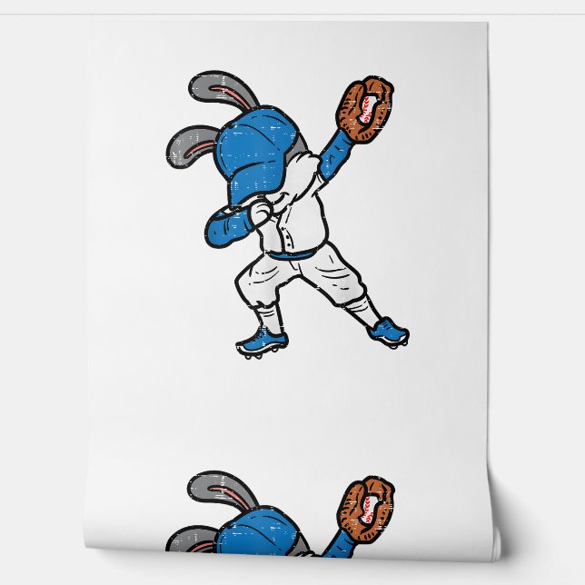 Papier Peint Bunny Rabbit Dab Baseball Pâques Sport Pitcher Boy (Déroulement)