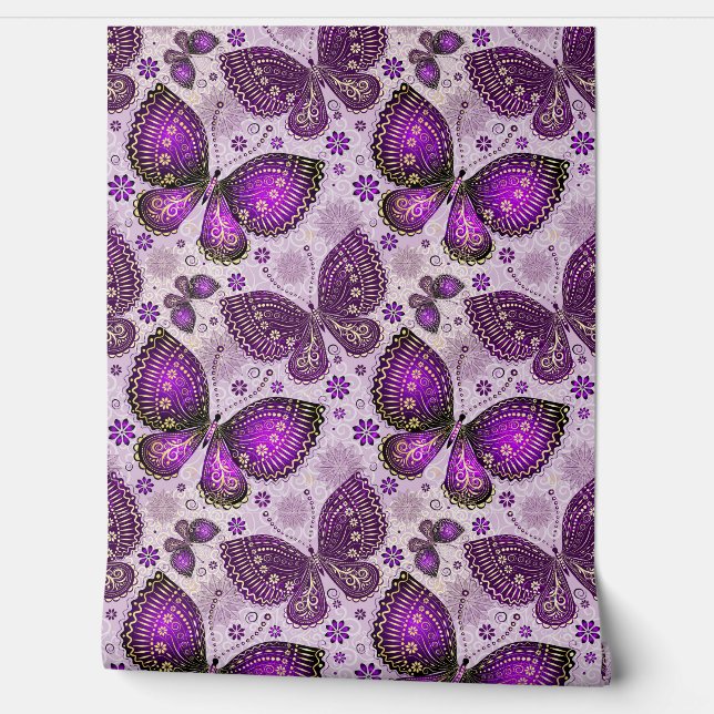 Papier Peint BUTTERFLITS PURPLE sans faille (Déroulement)