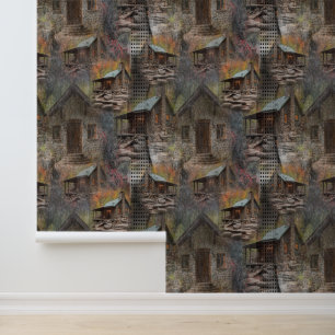 Papier Peint Cabine de pierre de famille rustique