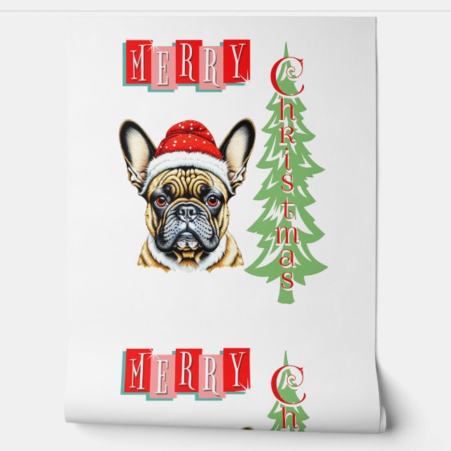 Papier Peint Cadeau de Noël pour Bulldog (Déroulement)