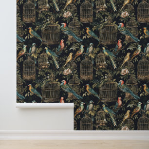 Papier Peint Cage vintage d'oiseaux