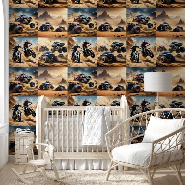 Papier Peint Camions Monster Et Motos, (Enfants)