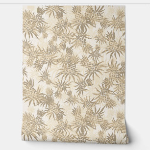 Papier Peint Camo d'ananas Tropical Hawaiian - Taupe
