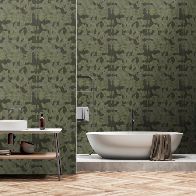 Papier Peint Camo délavé abstrait (Salle de bain)
