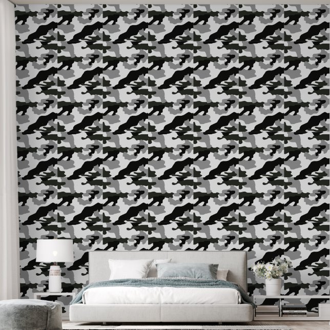 Papier Peint Camouflage gris urbain no 15 imprimé (Chambre à coucher)