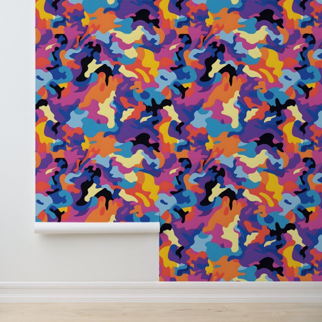 Papier Peint Camouflage Motif coloré (Application)