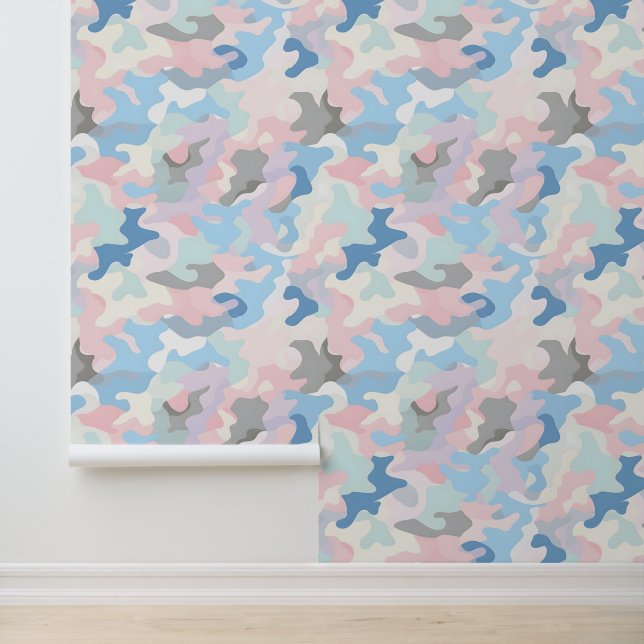 Papier Peint Camouflage pastel clair (Application)