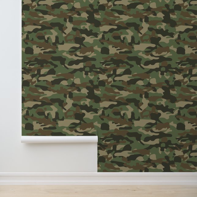 Papier Peint Camouflage Vert Camo Motif de l'armée (Application)