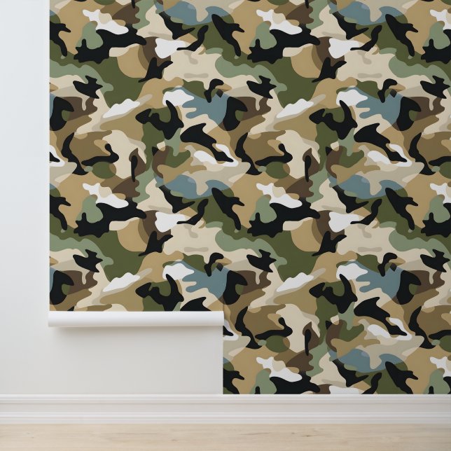 Papier Peint Camouflage vert foncé (Application)