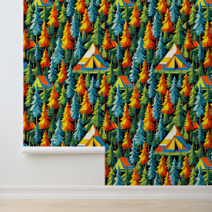 Papier Peint Camping Tentes à thème et pins